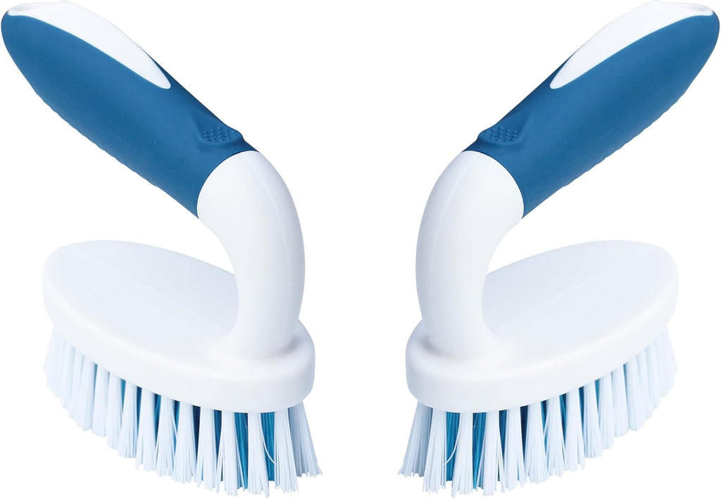 2-Pack Stiff Bristle Scrub Brushes for Household Cleaning - Ideal for Carpets, Showers, Bathtubs, Kitchens, Pool Tiles, and Bathrooms