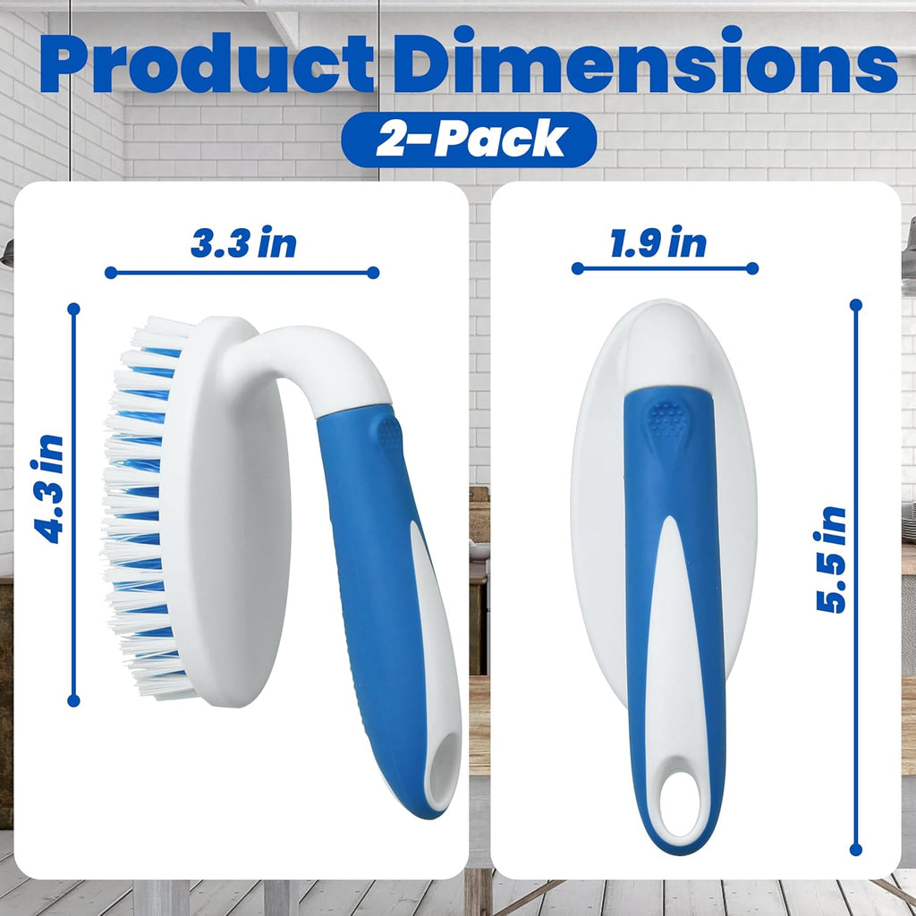 2-Pack Stiff Bristle Scrub Brushes for Household Cleaning - Ideal for Carpets, Showers, Bathtubs, Kitchens, Pool Tiles, and Bathrooms