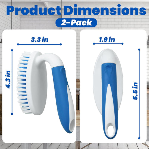 2-Pack Stiff Bristle Scrub Brushes for Household Cleaning - Ideal for Carpets, Showers, Bathtubs, Kitchens, Pool Tiles, and Bathrooms