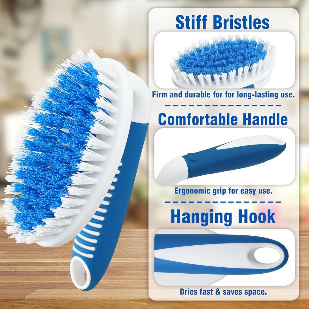 2-Pack Stiff Bristle Scrub Brushes for Household Cleaning - Ideal for Carpets, Showers, Bathtubs, Kitchens, Pool Tiles, and Bathrooms