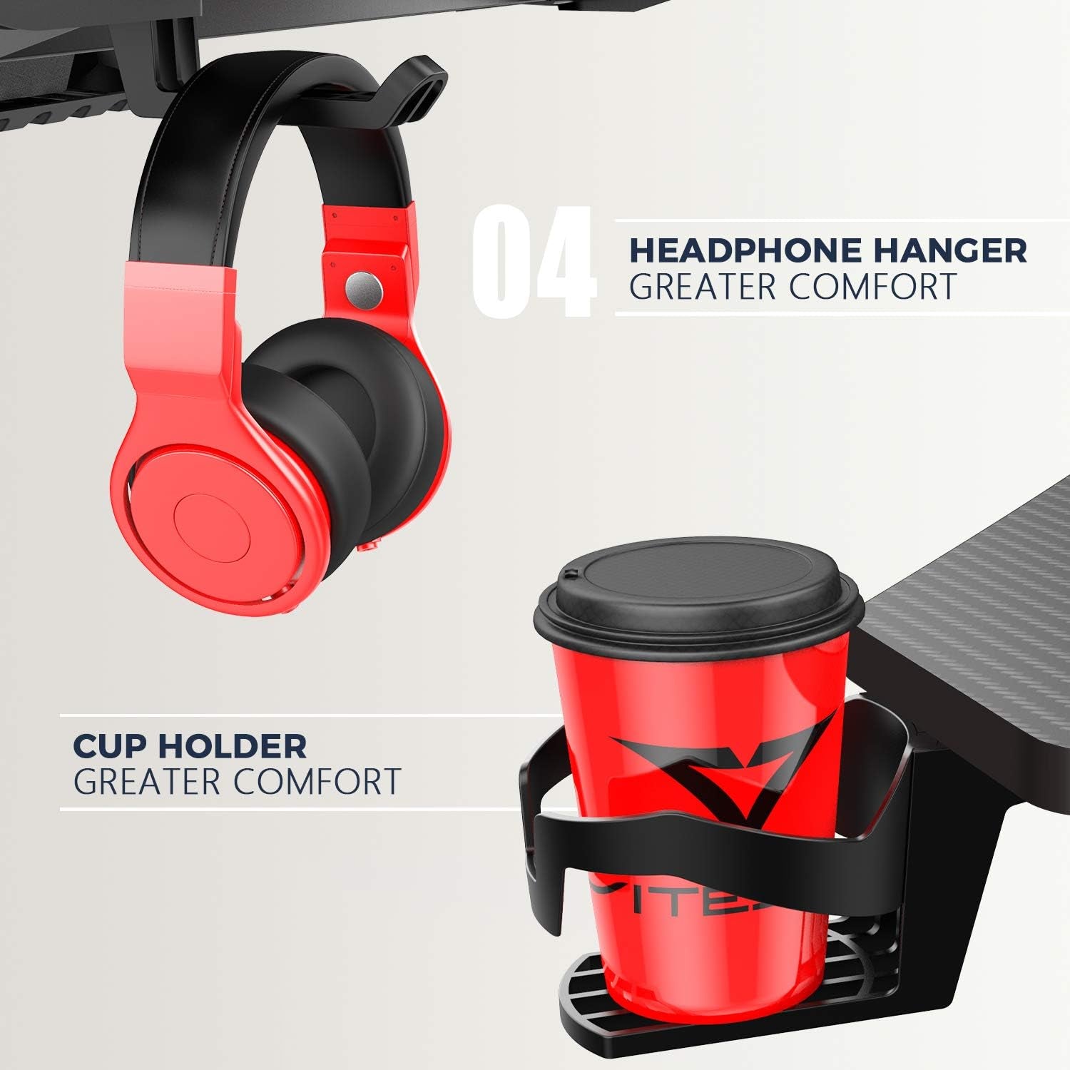 63 Inch Ergonomic Gaming Desk, T-Shaped Office PC Computer Desk with Desk Mouse Pad, Gamer Tables Pro with USB Gaming Handle Rack, Stand Cup Holderandheadphone Hook (63 Inch, Black)