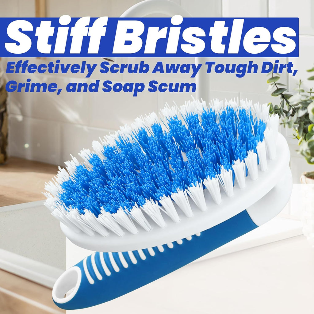 2-Pack Stiff Bristle Scrub Brushes for Household Cleaning - Ideal for Carpets, Showers, Bathtubs, Kitchens, Pool Tiles, and Bathrooms