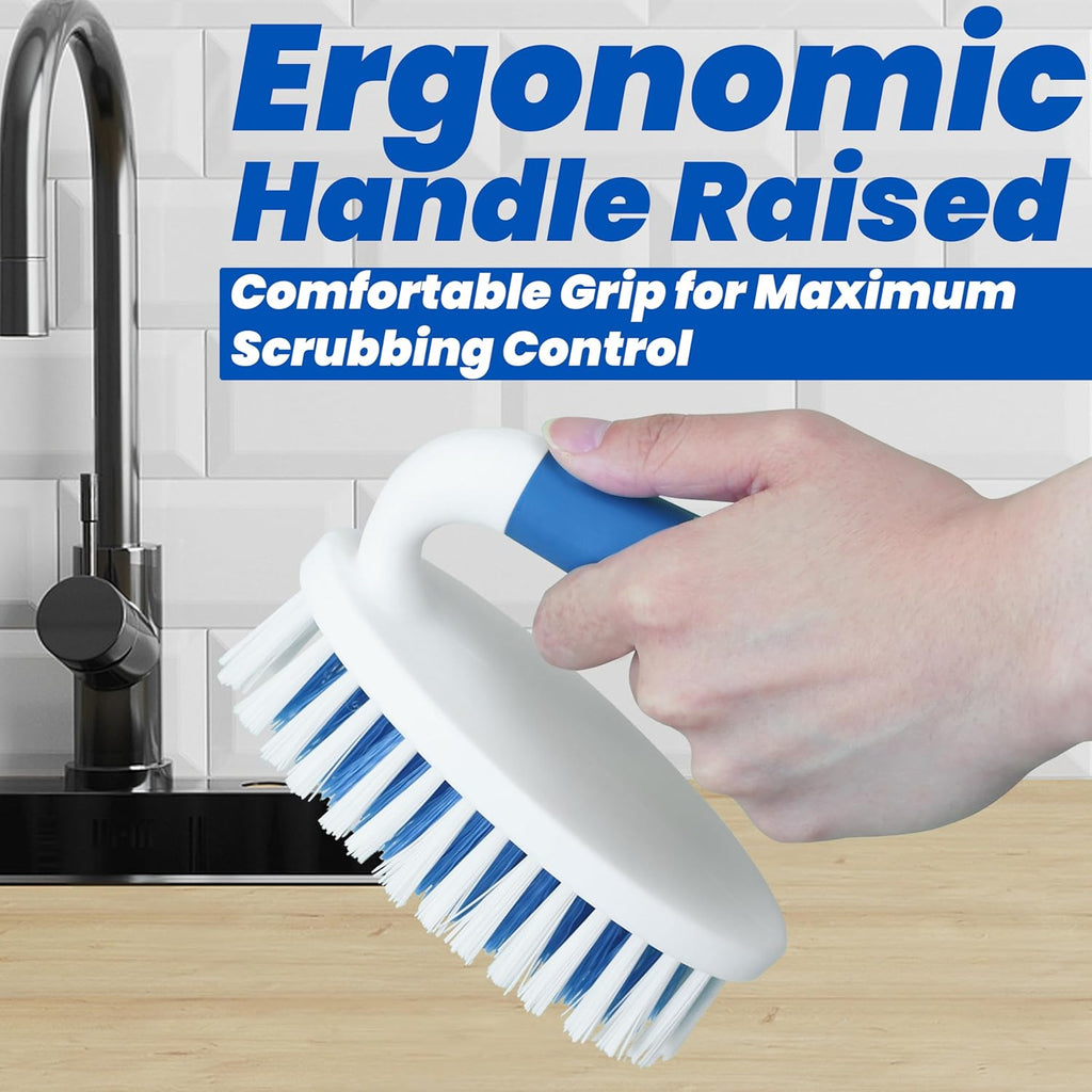 2-Pack Stiff Bristle Scrub Brushes for Household Cleaning - Ideal for Carpets, Showers, Bathtubs, Kitchens, Pool Tiles, and Bathrooms