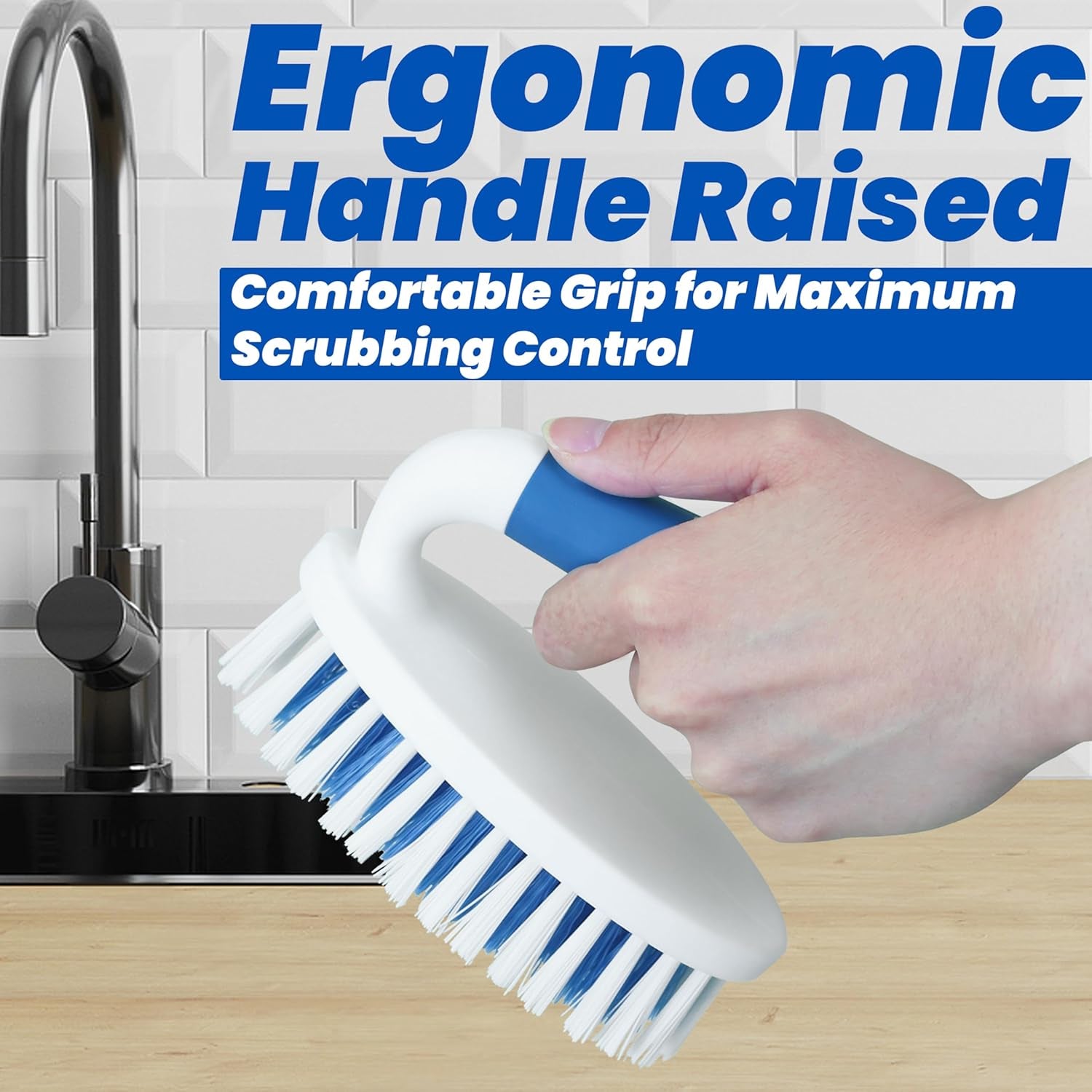 2-Pack Stiff Bristle Scrub Brushes for Household Cleaning - Ideal for Carpets, Showers, Bathtubs, Kitchens, Pool Tiles, and Bathrooms