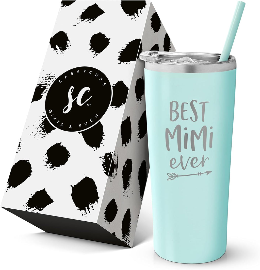 Premium Insulated Tumbler Cup with Straw and Lid - Thoughtful Coffee Mug Gift for Grandmothers - Ideal Birthday Present for New Mimi from Grandchildren