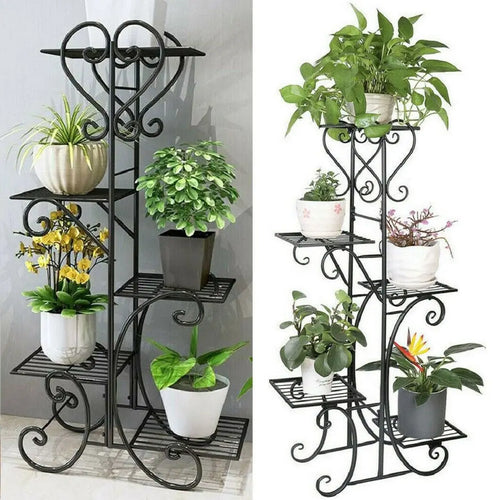 5-Tier Indoor Iron Plant Stand - Metal Flower Pot Display Rack for Garden and Outdoor Use
