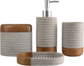 Bathroom Accessories Set - 4-Piece Resin Gift Set Including Toothbrush Holder, Soap Dispenser, Soap Dish, and Tumbler for Farmhouse Bathroom Decor