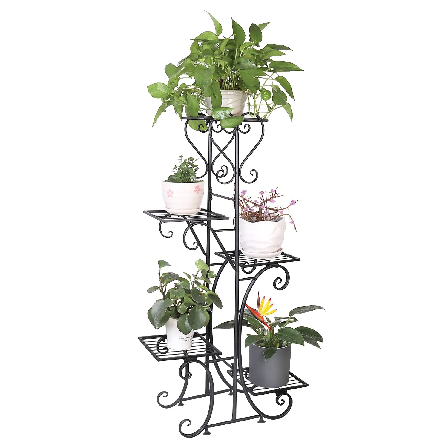5-Tier Indoor Iron Plant Stand - Metal Flower Pot Display Rack for Garden and Outdoor Use