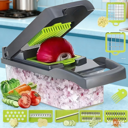 Cross-Border New Multifunctional Vegetable Cutter Household Potato Peeling, Shredding, Dicing and Slicing Kitchen Artifact Set Grater