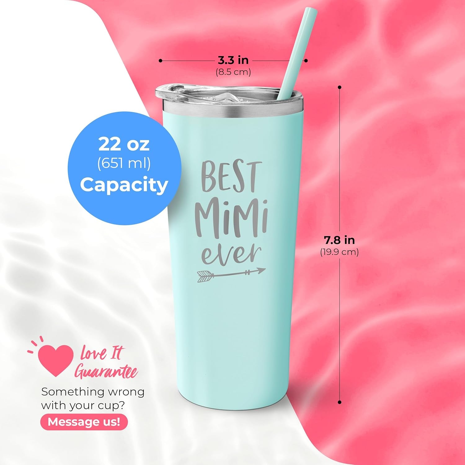 Premium Insulated Tumbler Cup with Straw and Lid - Thoughtful Coffee Mug Gift for Grandmothers - Ideal Birthday Present for New Mimi from Grandchildren