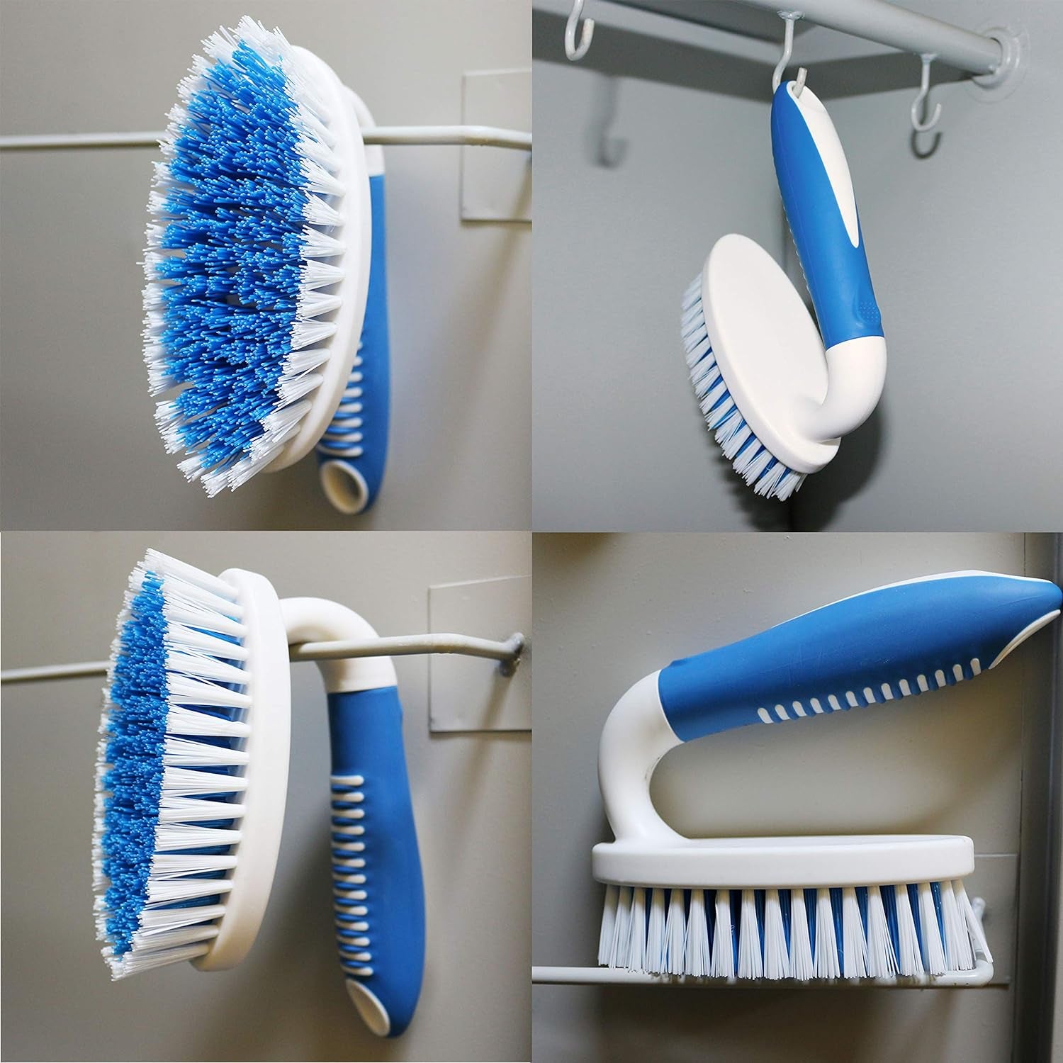 2-Pack Stiff Bristle Scrub Brushes for Household Cleaning - Ideal for Carpets, Showers, Bathtubs, Kitchens, Pool Tiles, and Bathrooms