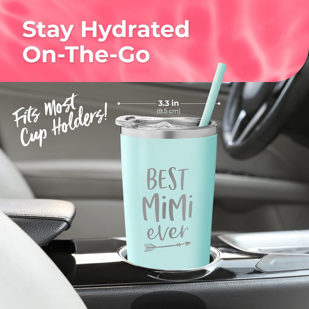 Premium Insulated Tumbler Cup with Straw and Lid - Thoughtful Coffee Mug Gift for Grandmothers - Ideal Birthday Present for New Mimi from Grandchildren