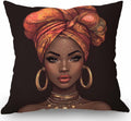African American Woman Decorative Throw Pillow Cover for Home Decor - 18" x 18" Cotton Linen Cushion Case for Sofa and Couch Farmhouse Style