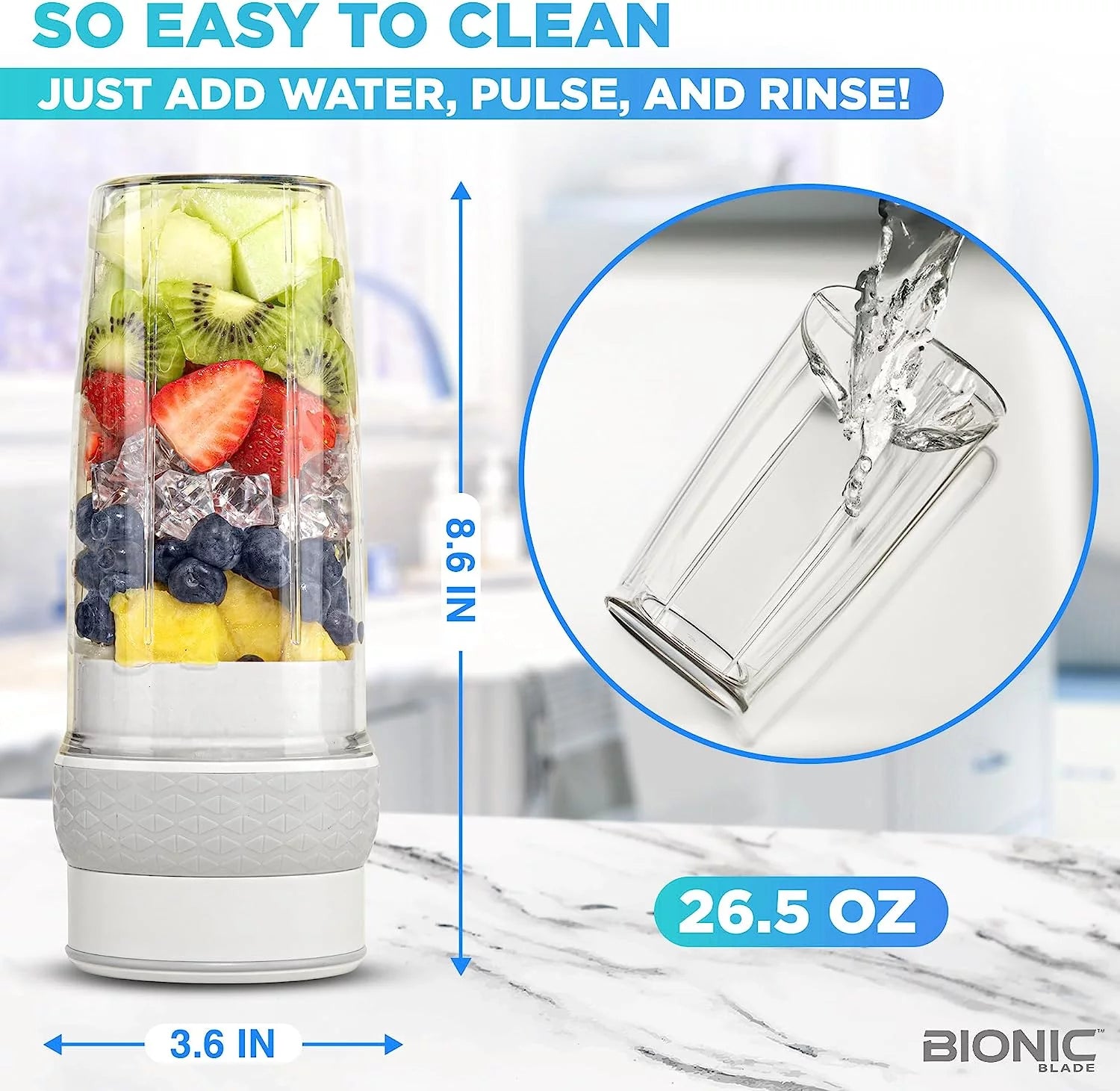 Bionic Blade Portable Rechargeable Blender for Smoothies, Juices, Protein Shakes, and Baby Food