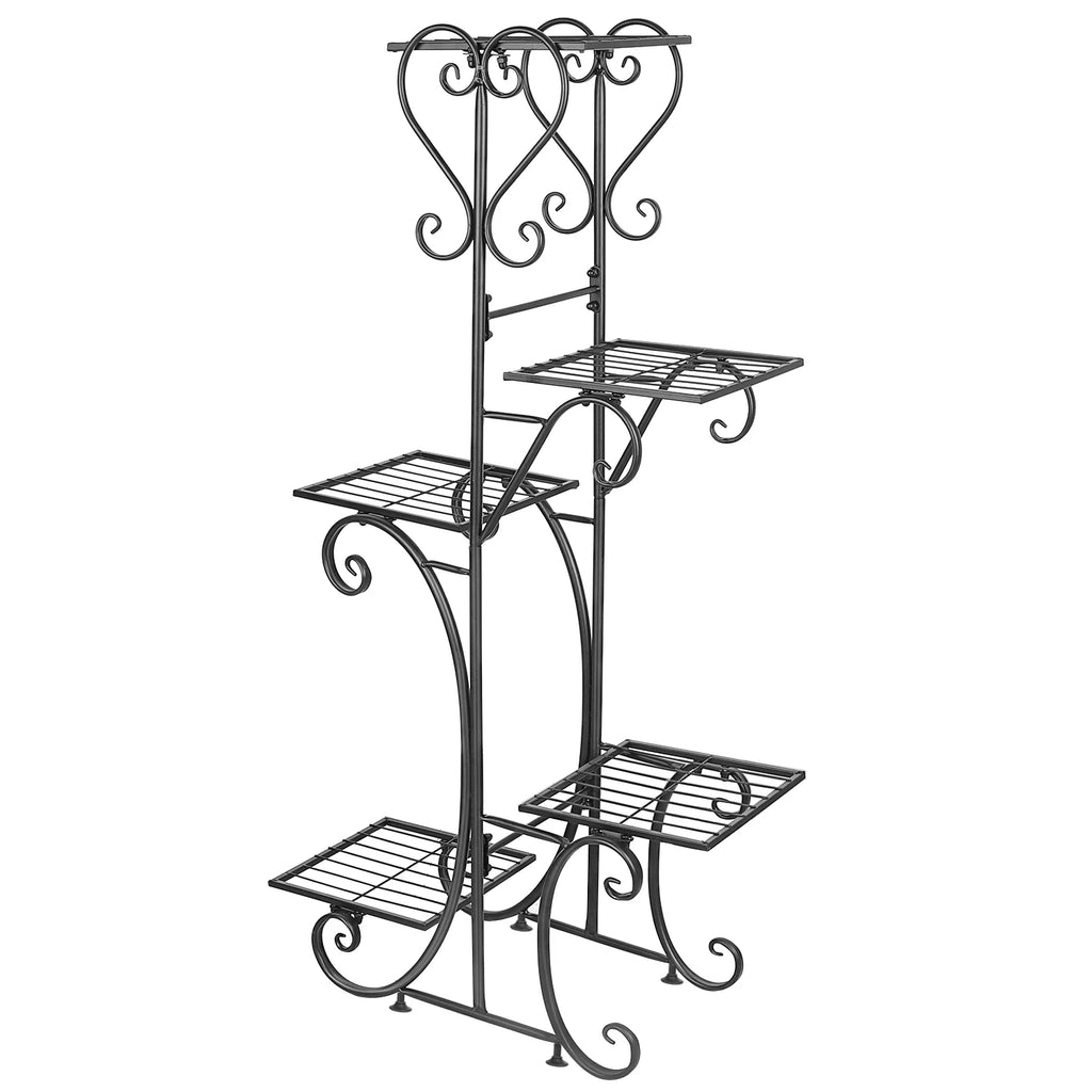 5-Tier Indoor Iron Plant Stand - Metal Flower Pot Display Rack for Garden and Outdoor Use